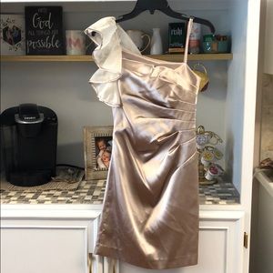 Champagne gold one shoulder cocktail dress